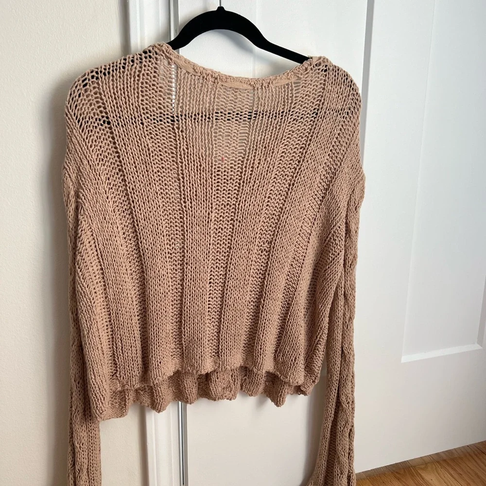 Free People Beige Cable Knit Cardigan size M - Picture 3 of 3